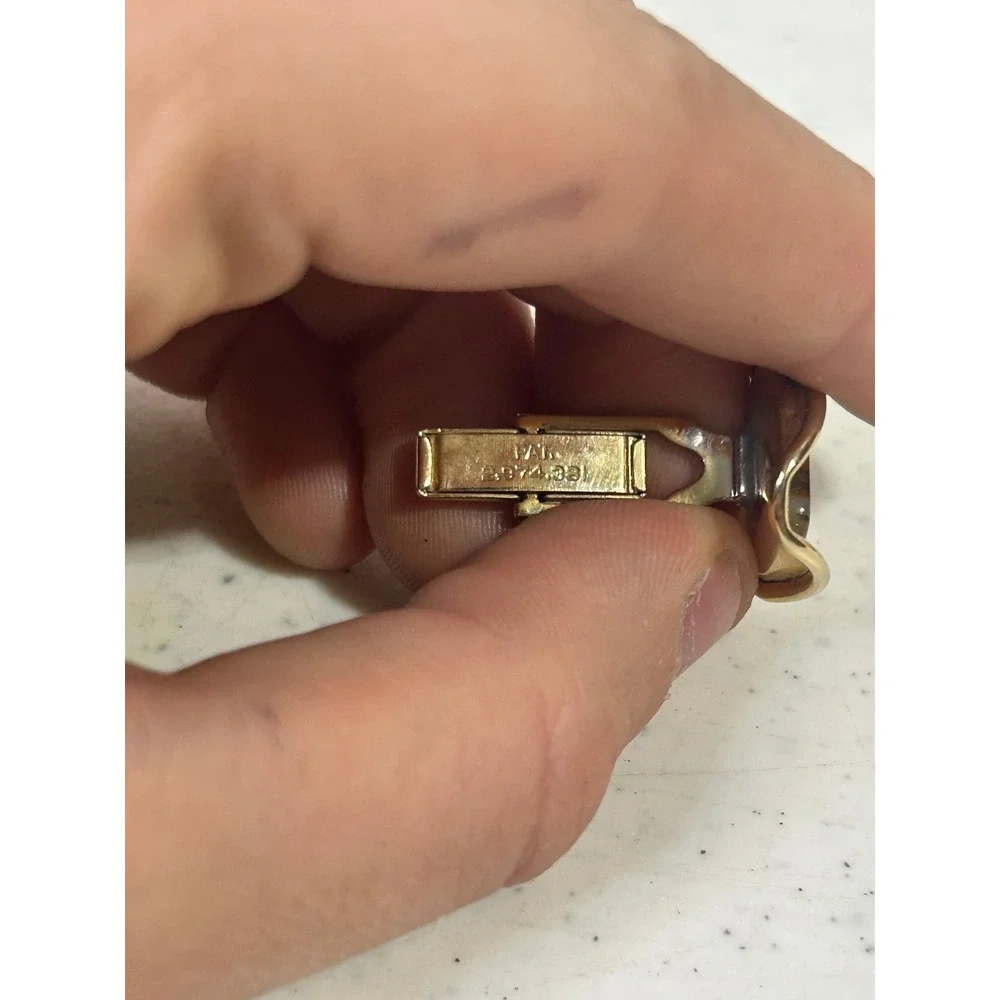 Vintage Gold Tone Tiger's‎ Eye Sculptural Wavy Triangle Cufflinks PAT 2974381